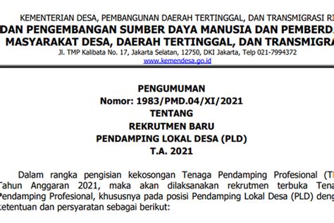 Login Rekrutmenpld Kemendesa Go Id Berikut Cara Dan Syarat Pendaftaran