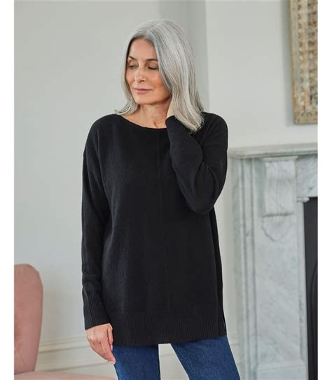 Black Luxurious Cashmere Boat Neck Sweater WoolOvers US