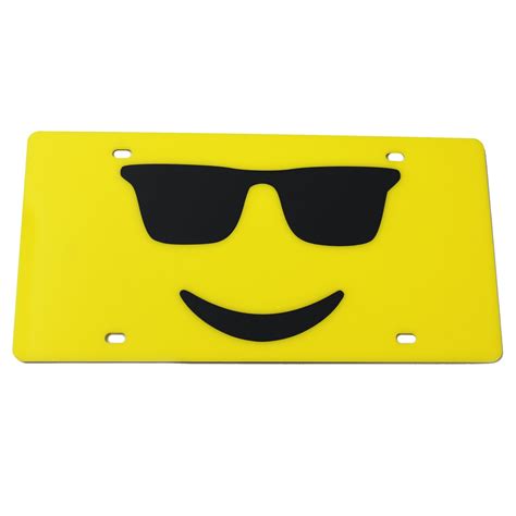 License Plate Emoji Cool Yellow Cast Acrylic Car Tag Etsy