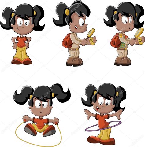 Cute Playful Cartoon Black Girl Stock Vector Image By ©deniscristo