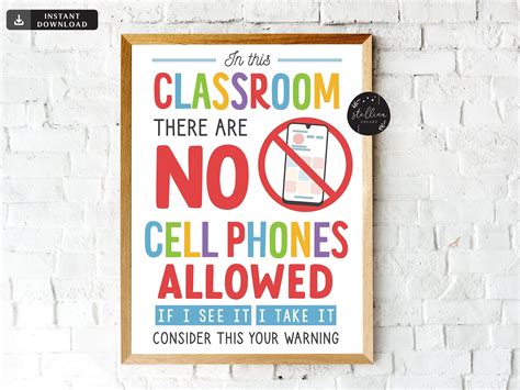 No Cellphones Allowed School Poster Classroom Decor Classroom Manage