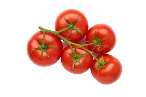 Premium Photo Bunch Of Fresh Red Tomatoes With Green Stems Isolated