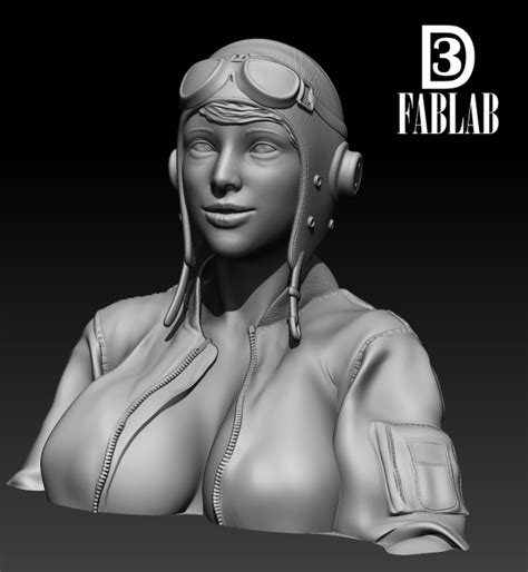 Stl File Female Pilot Bust 01 ♀️ ・3d Printer Design To Download・cults