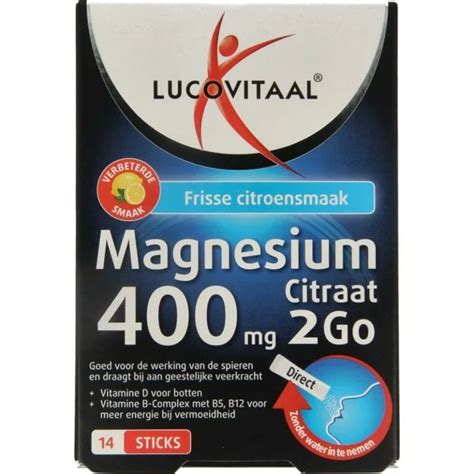 Lucovitaal Magnesium Citraat 400mg O Sticks 14 Stuks 2 Gram Vitamines