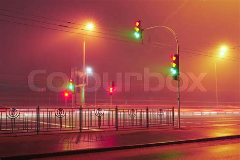 traffic light at night | Stock image | Colourbox