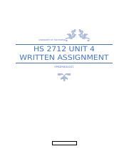 Hs Unit Written Assignment Docx Unirvesity Of The People Hs