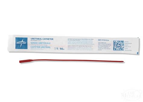 Medline Red Rubber Latex Straight Intermittent Catheter