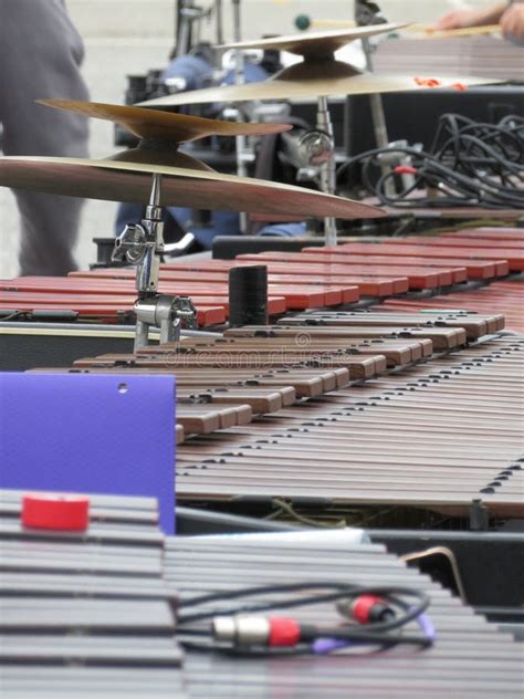 Marching Band Front Ensemble Marimbas with Cymbals Stock Image - Image ...