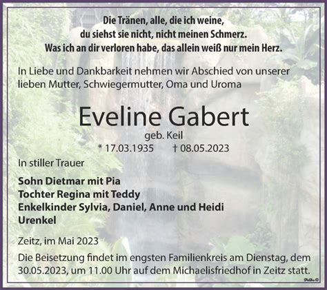 Traueranzeigen Von Eveline Gabert Abschied Nehmen De