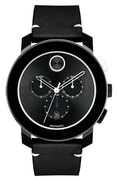 Movado 'Bold' Chronograph Leather Strap Watch, 42mm | Nordstrom