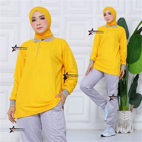 Jual Setelan Baju Olahraga Lengan Panjang Wanita Dan Pria Bahan Lakos