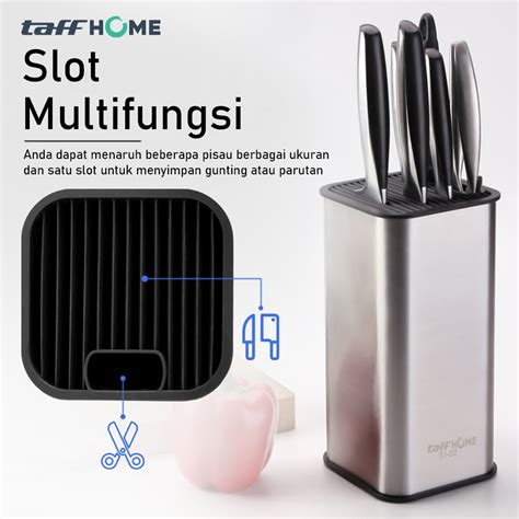 TaffHOME Tempat Pisau Dapur Stand Tool Knife Holder DJ 012 Silver