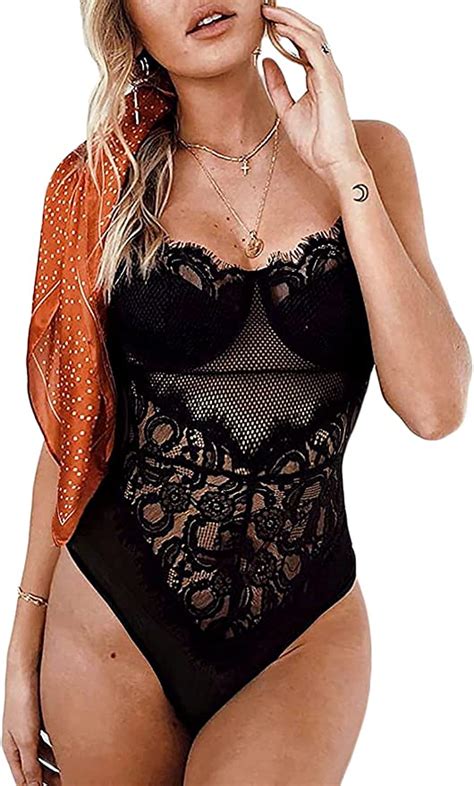 Kaei Shi See Through Lingerie V Neck Floral Lace Babydoll Sexy Lingerie