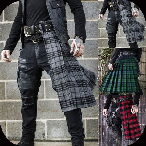 Irish Scottish Traditional Costumes Men Kilt Modern Fashion Half Kilt Cool Warrior Celtic ...