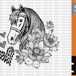 Horse Clipart, Horse Svg, Love Horse Svg, Horse Head Svg, Floral Horse ...