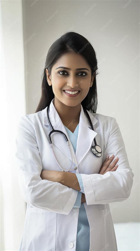 indian female doctor wearing  white coat  stethoscope