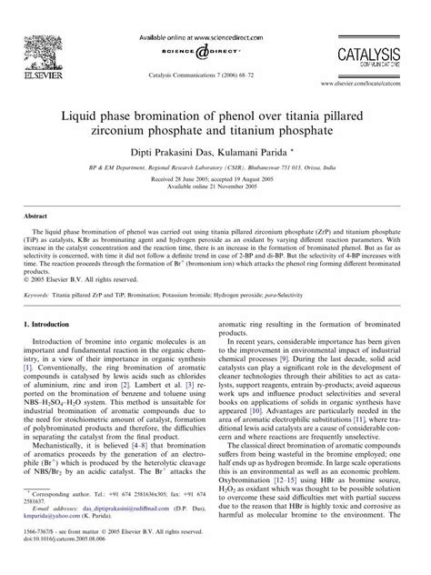 Pdf Liquid Phase Bromination Of Phenol Over Titania Pillared