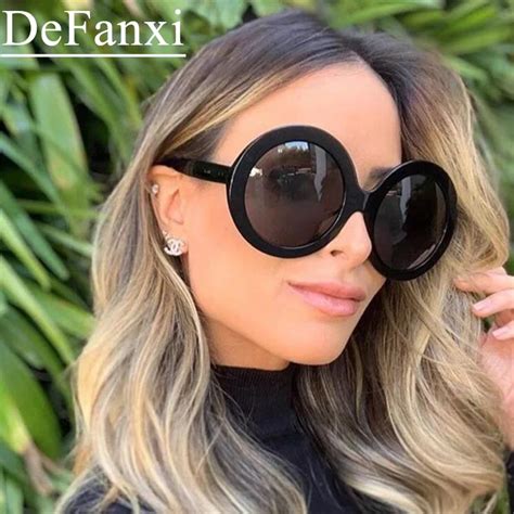 Oversized Lxury Round Sunglasses Big Black Plastic Frame Celebrity