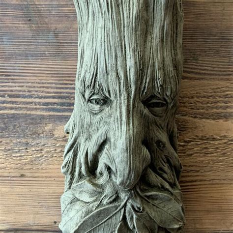 Stone Garden Green Man Leaf Face Branches Wall Tree Plaque Etsy Uk