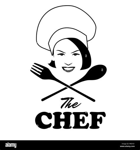 Woman Chef Beautiful Cook With Wooden Spoon And Fork Retro Style