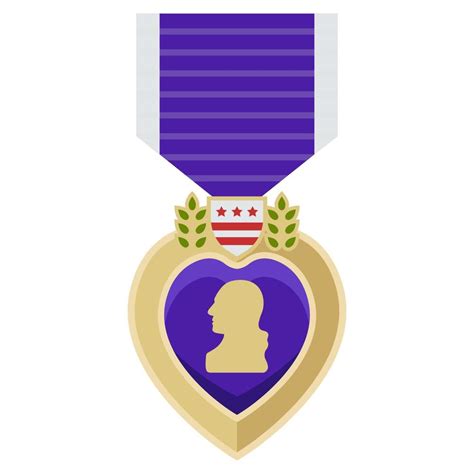 American Medal Purple Heart Order For Courage Flat Vector