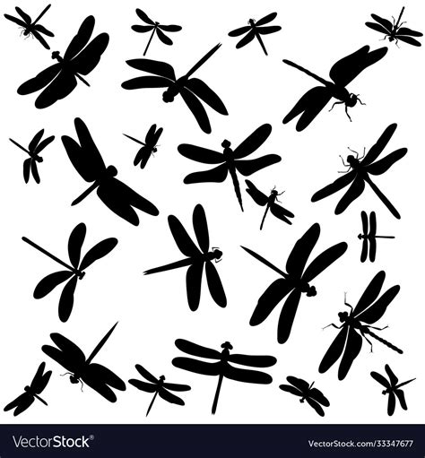 Background with flying dragonfly silhouette Vector Image