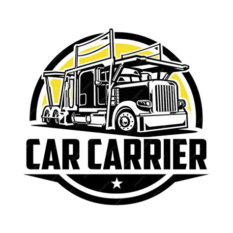 Premium Vector | Car carrier transporter truck company emblem logo vector isolated