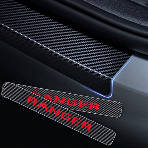 For Ford Ranger Door Sill Protector Carbon Fiber Sticker Door Entry