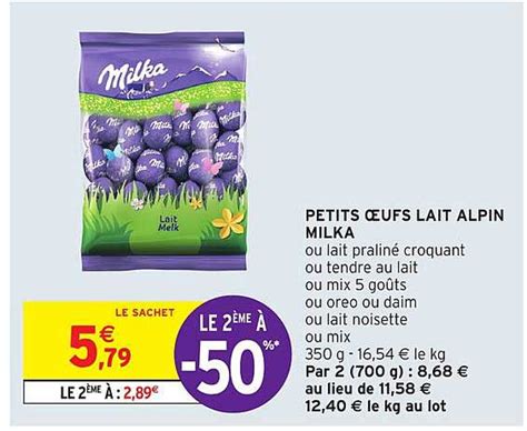 Promo Petits œufs Lait Alpin Milka chez Intermarché iCatalogue fr