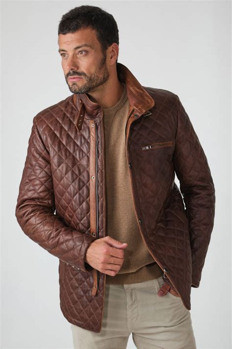 Veste matelassé cuir camel Cesare 1955 FARMER Cognac Cesare Nori