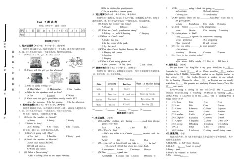 人教版七年级下册unit 7 Its Raining测试卷（含答案） 21世纪教育网