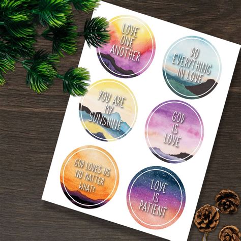 6 bible verse printable stickers 01 watercolor stickers | Etsy