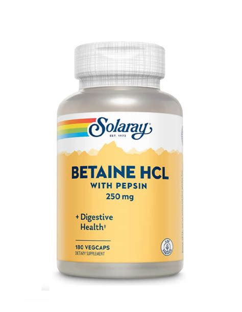 Betaine Hci W Pepsin Mg Vegcaps Solaray Saudavel Herbolario