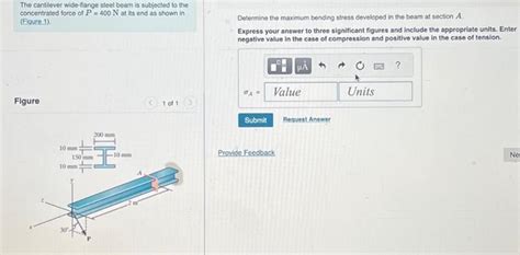 Solved The Cantilever Wide Fiange Steel Beam Is Subjected To Chegg