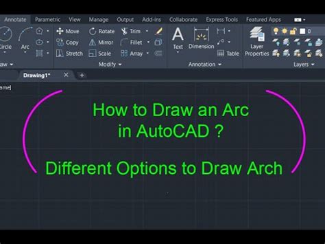 How To Draw Arc In Autocad Different Types Of Arcs In Autocad Youtube