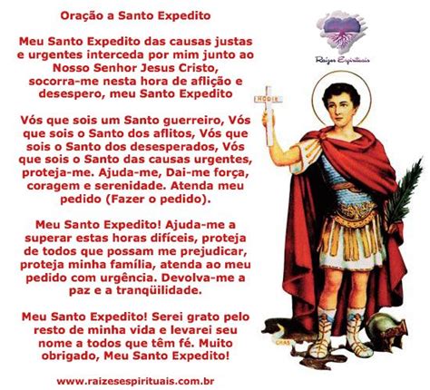 Oração a Santo Expedito Raizes Espirituais Oração de santo expedito