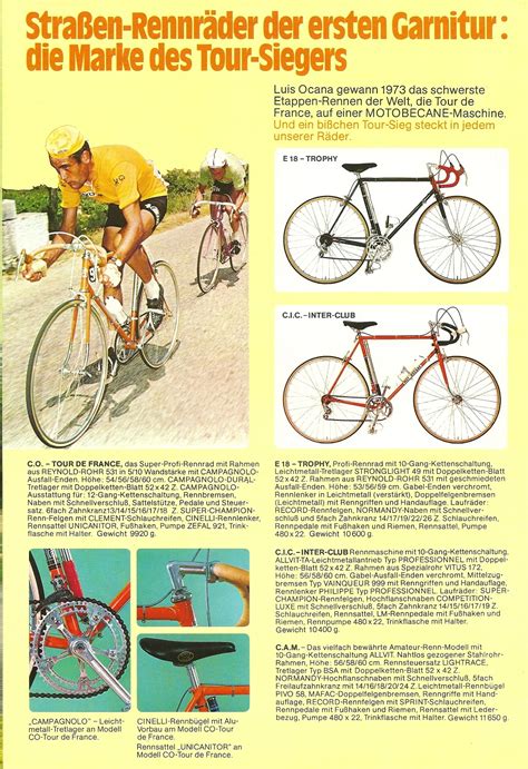 1974 Motobecane Brochure Classic Factory Lightweights