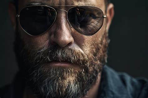 Premium Photo Stylish Man With Beard Wearing Sunglasses