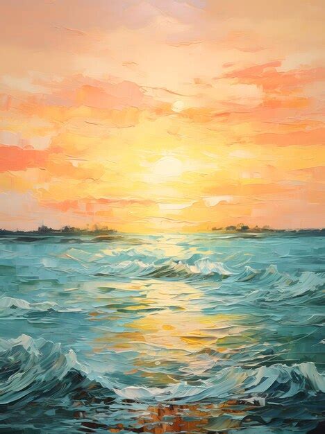 Premium AI Image | sunset on the lake painting