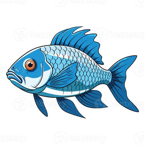 Colorful Aquatic Art Electric Blue Acara Fish In D Illustration Ai