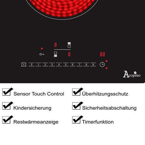 Glaskeramik Kochfeld Platten Autark Acopino Mit Sensor Touch Control