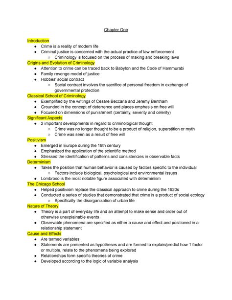 Criminological Theory Lec Notes Pt 1 Chapter One Introduction Crime Is A Reality Of Modern