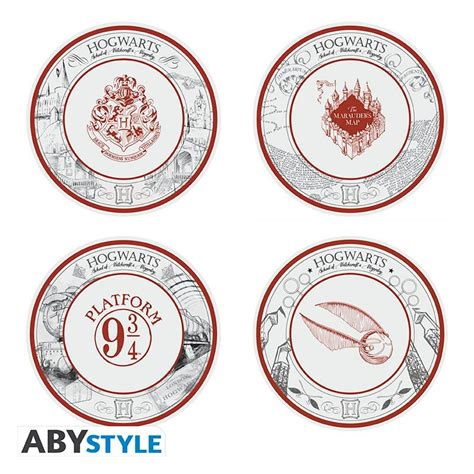 Set 4 Assiettes Harry Potter En Porcelaine