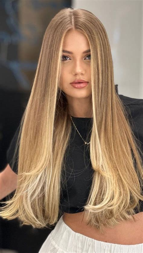 Effortlessly Elegant Long Straight Hairstyles That Wow Beach Blonde With Honey Face Framing