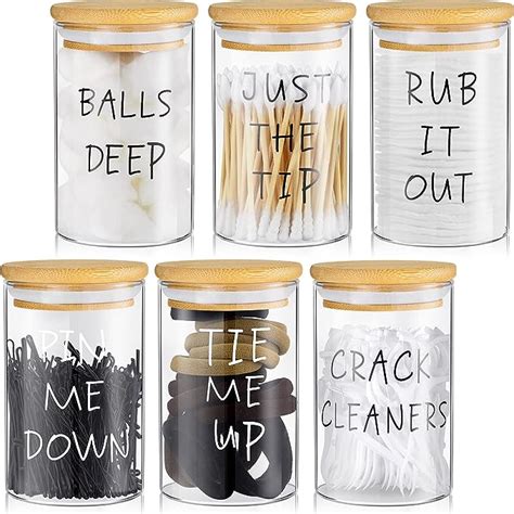 Amazon 6 Pieces Glass Jars For Bathroom Decor Apothecary Jars With