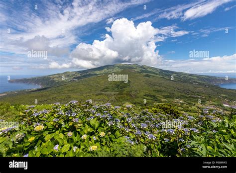 View of the Faial island from Caldeira do Cabeço Gordo Azores