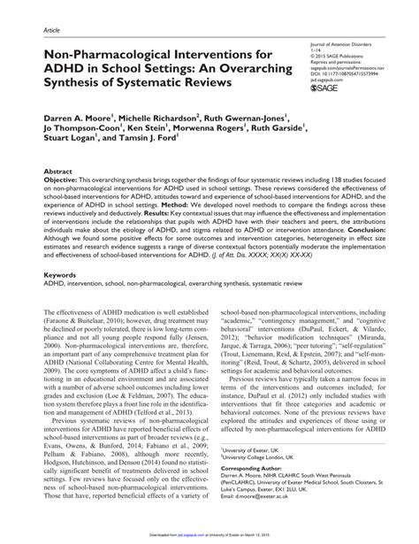 PDF Non Pharmacological Interventions For ADHD In School Settings