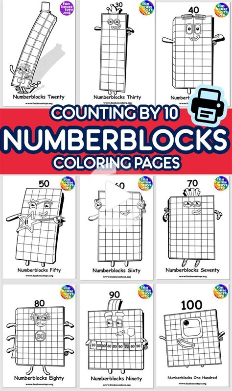 New Numberblocks 100 Available As Coloring Printable For | Color by ...