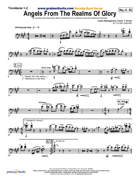 Angels From The Realms Of Glory Trombone Sheet Music PDF PraiseCharts