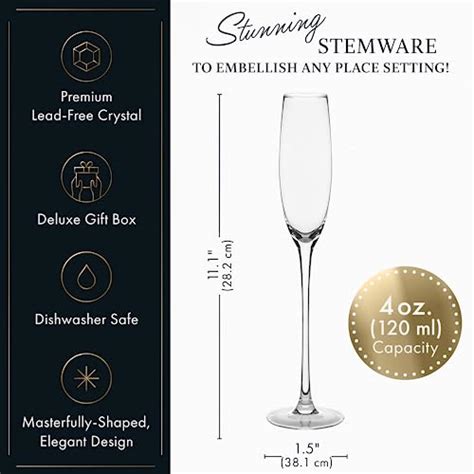 ELIXIR GLASSWARE Crystal Champagne Flutes Elegant Champagne Glasses